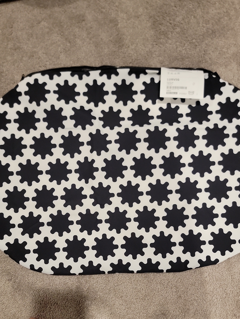 New IKEA LURVIG Pet Bed Cover Cat Dog Black White Polyester zip 20x30" Washable.